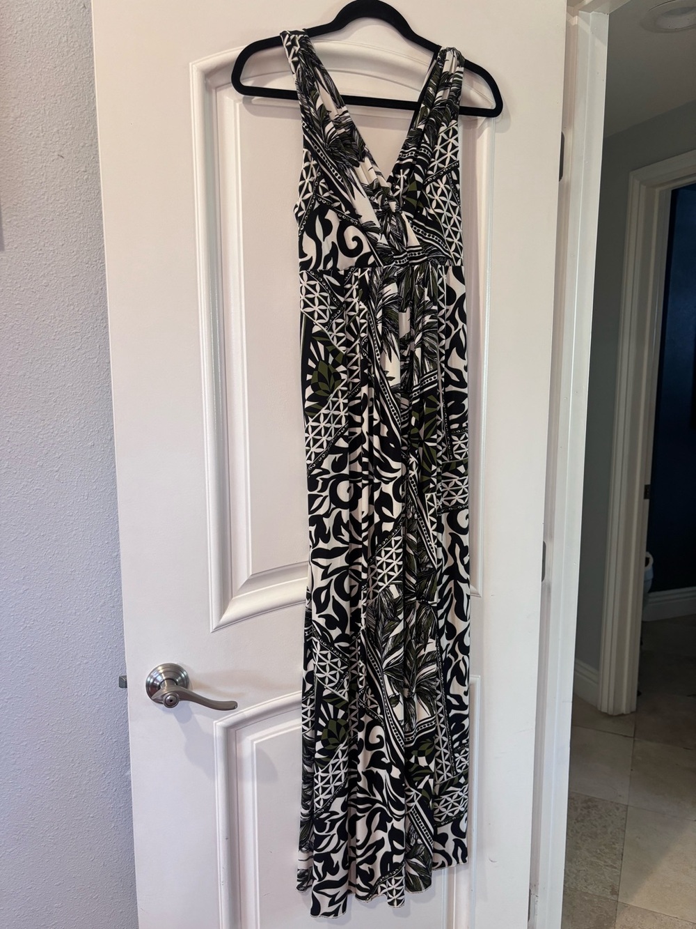 NWT Sandro Ferrone Maxi Dress with Olive Accents